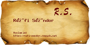 Réfi Sándor névjegykártya